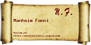 Manheim Fanni névjegykártya